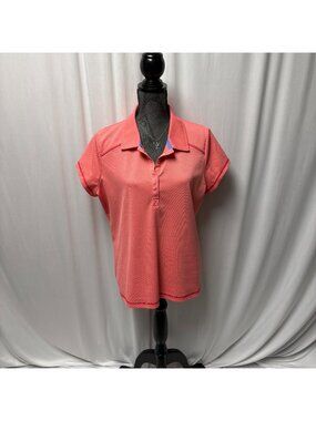 Talbots Womens Coral Polo Shirt Size 1X Short Sleeve Performance Golf Athleisure